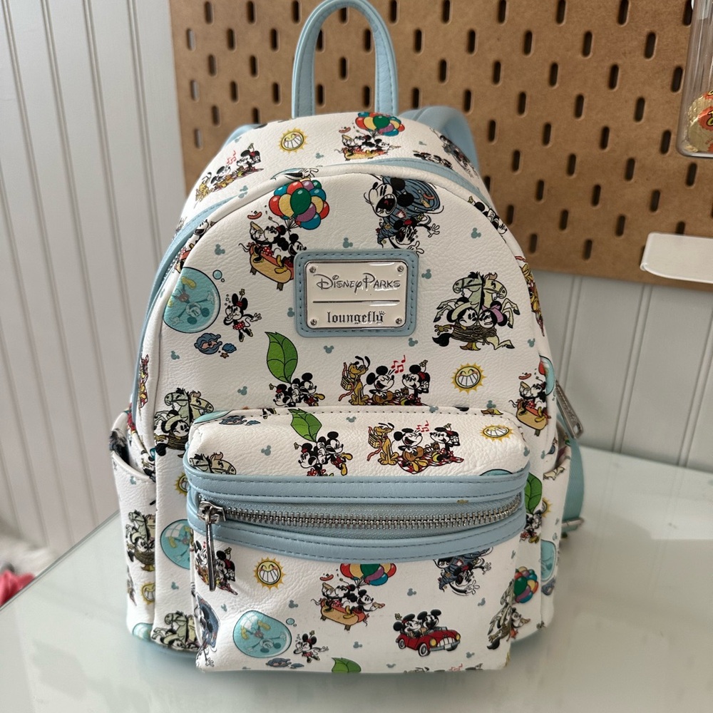 Loungefly Disney Minnie and Mickey Runaway Rail - White and Light Blue